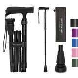 GPTCAMP G2 Walking Stick, Fold-up Walking Cane for Women and Men with Wrist Strap, Portable, Foldable, Collapsible, Lightweight and Sturdy with Comfortable T Handle