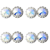 4 Pairs 15mm Rhinestone Round Shaped Acrylic Stone Inside Crystal Ear Studs For Dance Competitions Stage Performance Bridal Party Earrings Jewelry AB