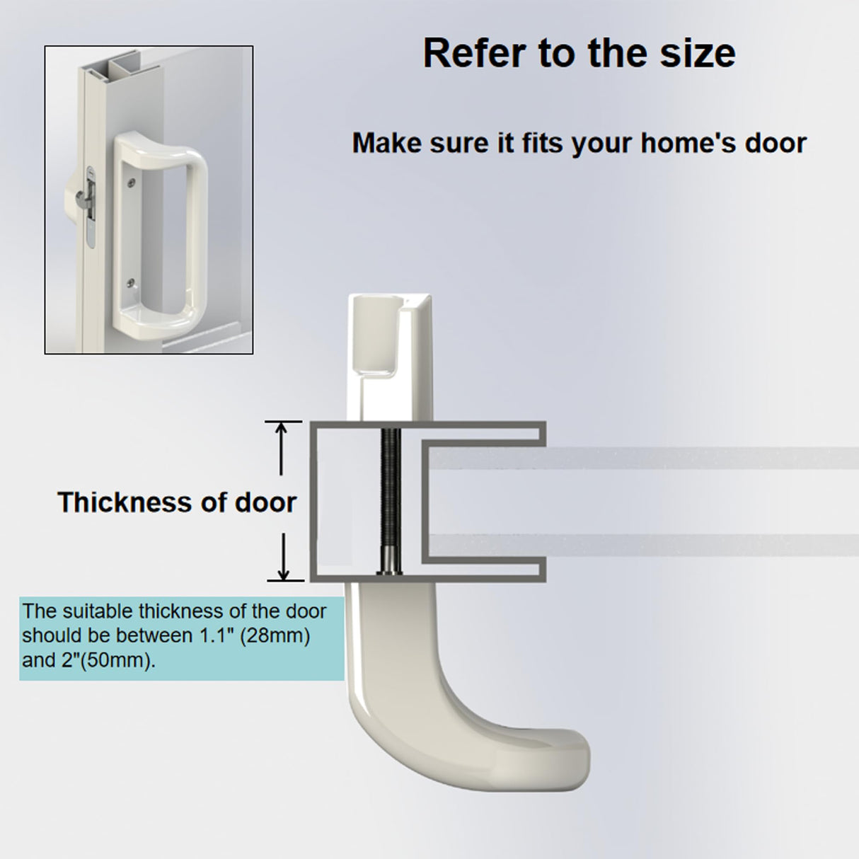House Guard Sliding Patio Door Handle Set, Mortise Lock, 3-15/16", White