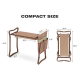 Clarfey Garden Kneeler and Seat, Garden Folding Bench with Tool Pocket, Garden Gloves and Soft EVA Kneeling Pad