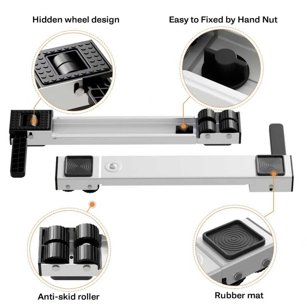 KVRG Appliance Rollers Heavy Duty,Newest Extendable Appliance Sliders,Liftable Washing Machine Base,Easily Move Washer and Dryer Machines,Refrigerators,Furniture-White