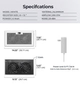 BIOWIND Quiet Register Booster Fan Fits 6" x 12" Register Holes, 10-Speed Smart Heating Cooling AC Vent Fan with Remote Control and Thermostat Control - White