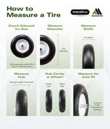 Marathon 00026 Flat Free 2.80/2.50-4 Tire and Wheel Assembly, 3” Centered Hub, 1/2” Ball Bearings, Replacement Tire for Casters, Utility Carts and Other Equipment, Easy Install Assembly