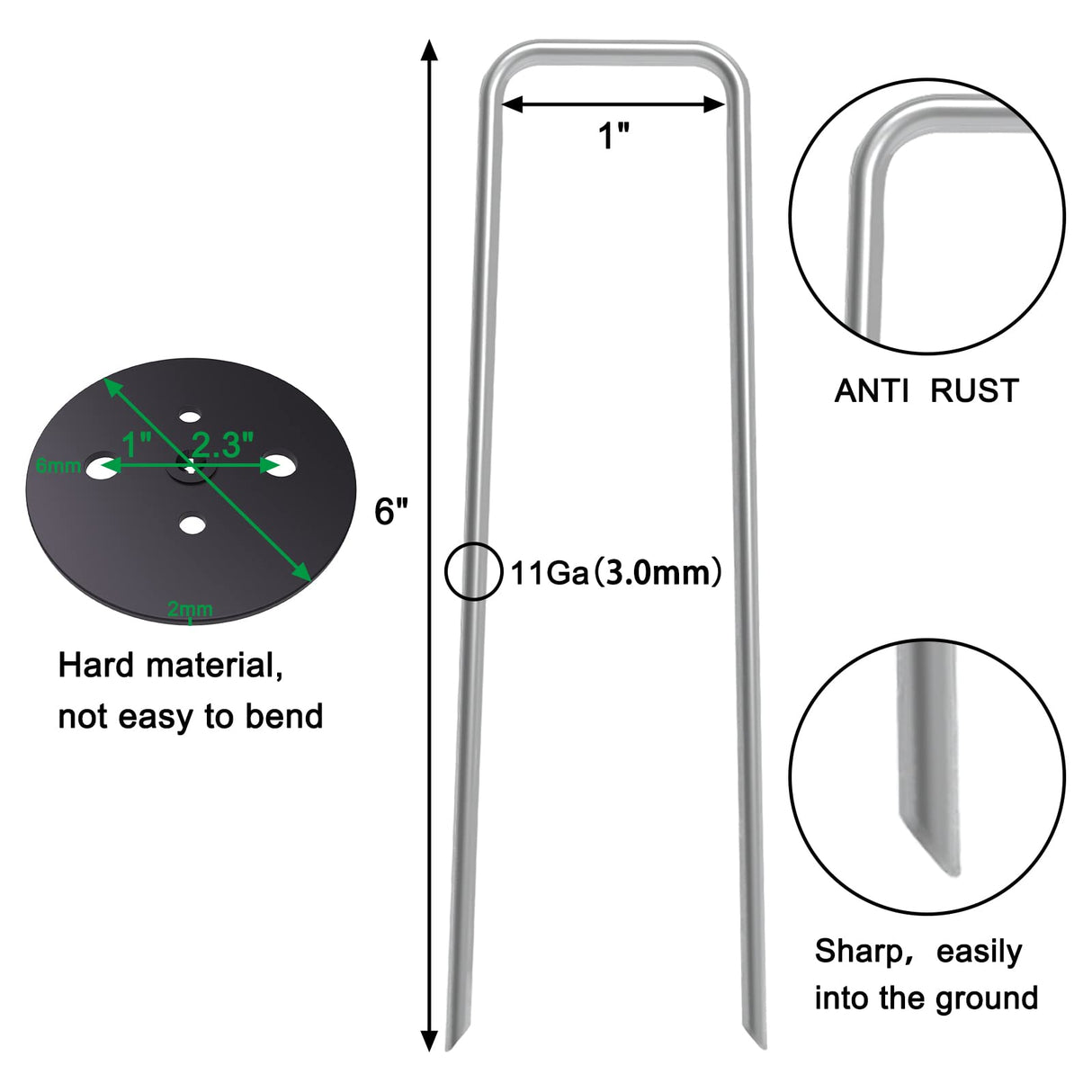 MySit 6 inch Vapor Barrier Stakes 50 Pack with Staples Gasket Caps