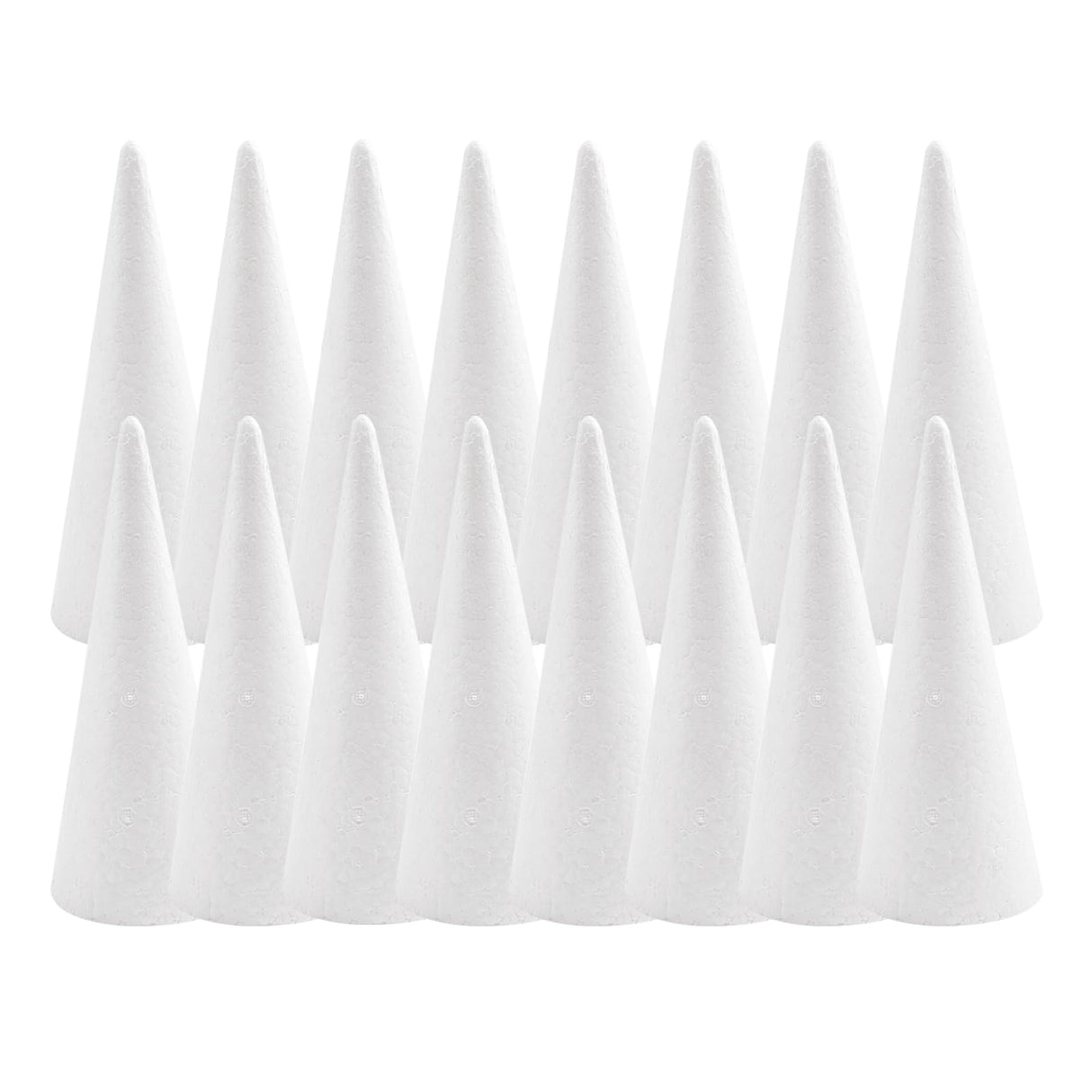 Crafjie Foam Cones for DIY Arts and Crafts (3.75 x 9.7 in, 16 Pack), White Polystyrene Foam Cones Christmas Tree Craft Supplies, for DIY Home Craft Project, Christmas Tree, Table Centerpiece