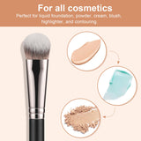 TEOYALL Angled Concealer Brush, Synthetic Contour Brush for Blending Setting Buffing with Liquid, Cream and Powder Cosmetic (Angled Brush)