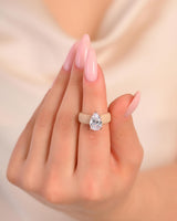 Rinfit Silicone Ring with Stone, Pear Cut CZ - Nude/RG, Size 7