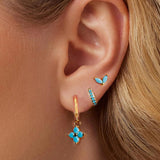 Small Gold Huggie Hoop Earrings Set for Women Turquoise Earrings 14K Gold Plated Cartilage Multiple Piercing Jewelry Hypoallergenic Sleeper (A- Turquoise Earrings Set)