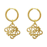 Luxury 14K gold-plated geometric openwork earrings, designer hoop gold earrings, high-end vintage hypoallergenic fashion jewelry.
