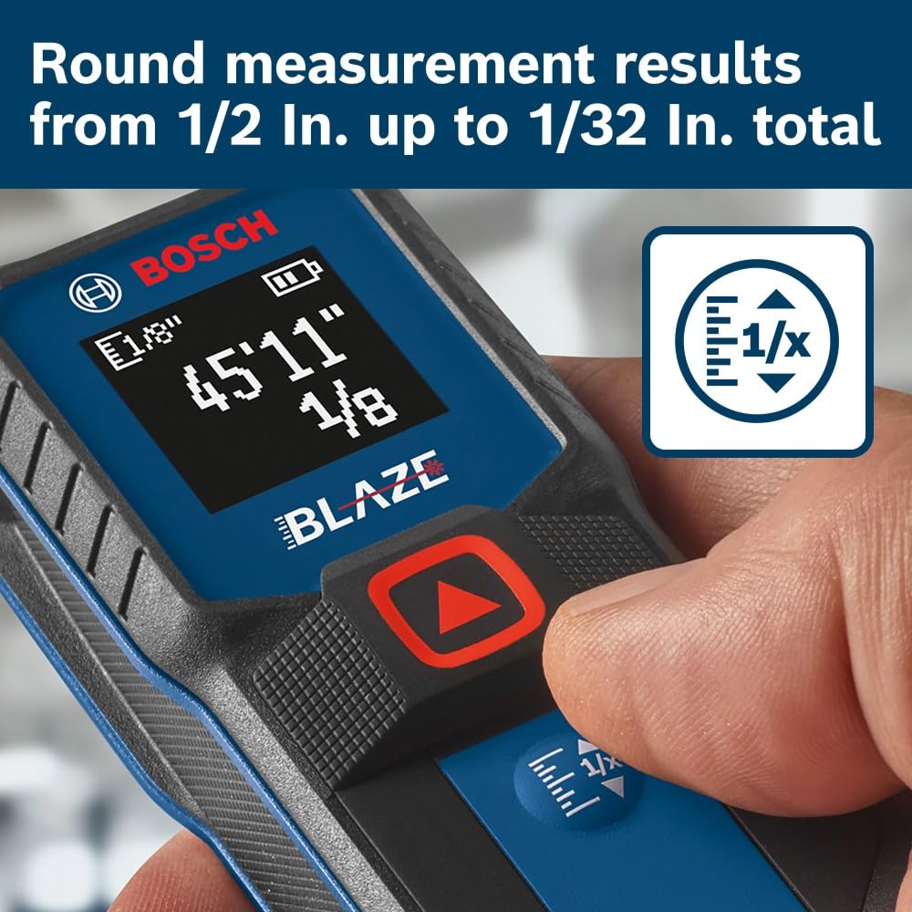 BOSCH GLM100-23 100 Ft Blaze Laser Distance Measure, Includes 2 AA Batteries, Distance Measuring Laser
