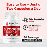 Super Flow Glycogen - SuperFlow Glycogen Support Capsules, Super Flow, Glycogen Support Super Flow, Official SupperFlow Glycogen Support, Super Flow Glyco Optimizer, 30 Capsules for 1 Month
