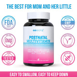 GOBIOTIX Postpartum Vitamins for Breastfeeding Moms - Postnatal Lactation Supplement with Organic Herbs, Minerals, Nutrients for New Mothers and Baby - Postpartum Essentials, Non GMO, Vegan, 60 Caps