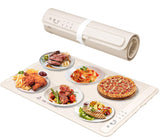 Fast Heating Warming Mat for Food with 3 Temperature and 4 Timer Settings,Waterproof Fexible Silicone Food Heating Mat with UV Coating Easy to Clean and Storage(Khaki, 60x40CM)