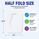 MP MOZZPAK Toilet Seat Covers Disposable Flushable – 2000 Sheets (8 Packs of 250) | Flushable Half-Fold Paper Liners | Hygienic Protection for Public Restrooms, Travel, Hotels, Kids Potty Training