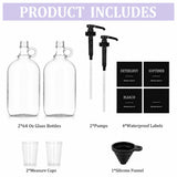 ClutterVerse 2 Pcs Glass Laundry Detergent Dispenser with Black Pump, 64 oz Each, Half Gallon Dispenser for Laundry Room, Includes Black Labels and Measuring Cups