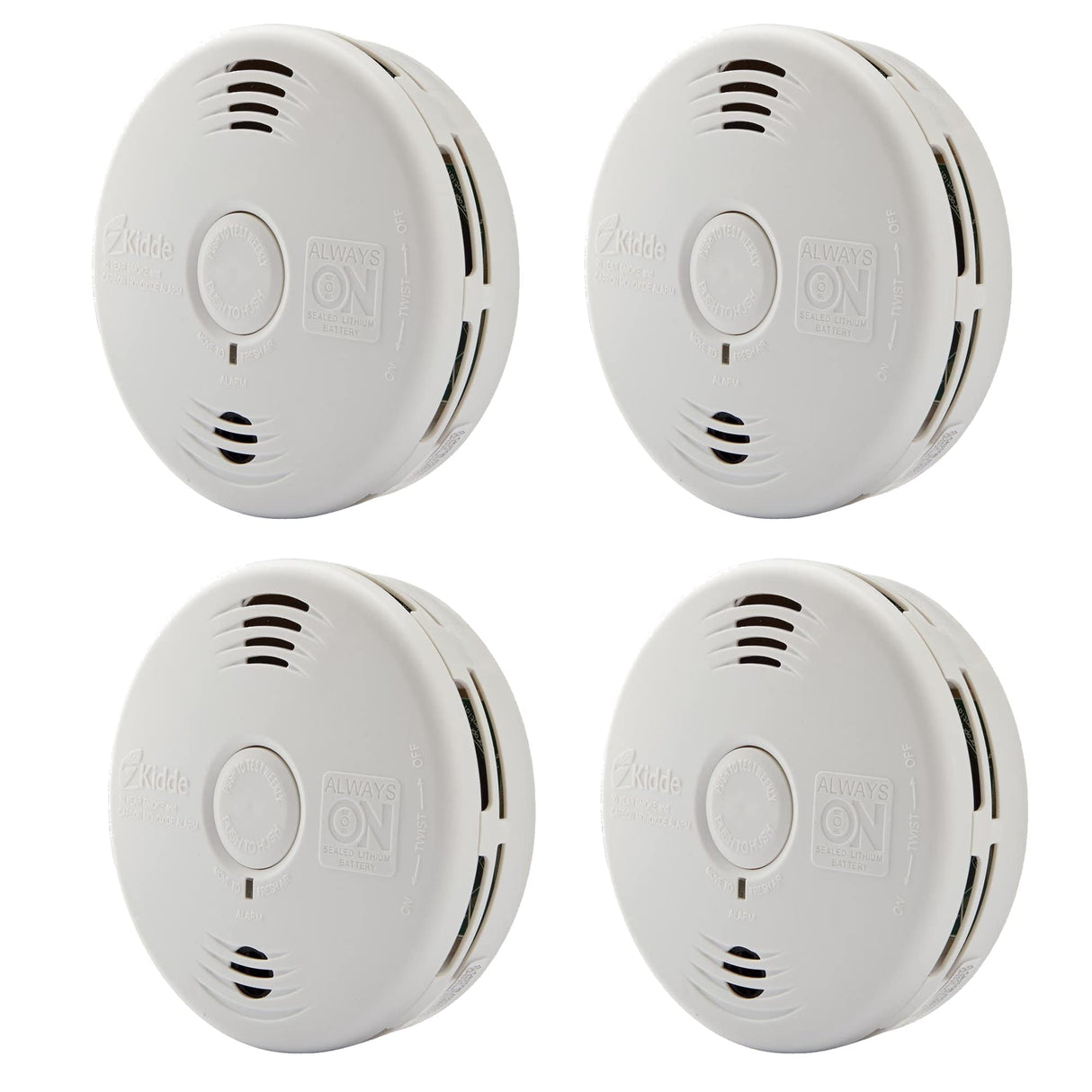 Kidde Smoke & Carbon Monoxide Detector Combo, 10-Year Battery, Replacement Alert, 4 Count (Pack of 1)