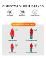 100-Pack Christmas Light Yard Stakes, 5.5 Inch Lighting Stakes for C7 C9 Christmas Lights Outdoor, Universal Yard Stakes for Outdoor Holiday Lights Use on Garden Lawn Patio Pathway Walkway – Black