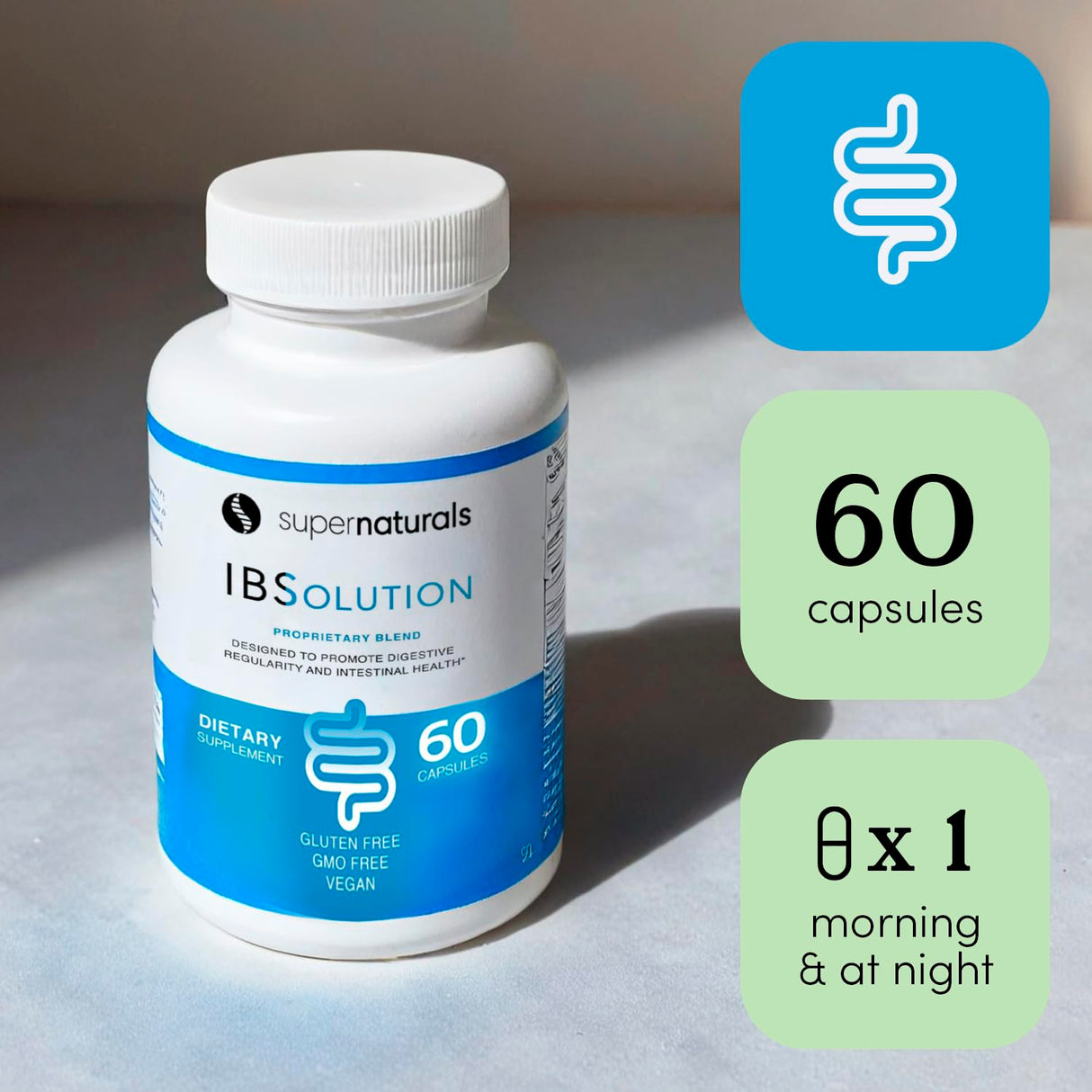 JLM NUTRITIONALS Supernaturals IBSolution - Support for Bloating, Constipation, Diarrhea, and Gas, Bowel Support Digestion Supplement, Vegan, 60 Count