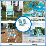 VINGLI Patio Lawn Webbed Folding Chairs Set of 4, Outdoor Beach Chair Portable Dining Chair for ir for Outdoor Yard, Garden(Blue, Classic)