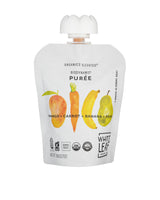 White Leaf Provisions Organic Purees / Baby Food Pouches - Fruits, Veggies & Grains, Toddler snack, Regeneratively Farmed, No Added Sugar, Non-GMO, BPA-Free Pouches 3.17 oz (Pack of 24, Mango + Carrot + Banana + Pear)