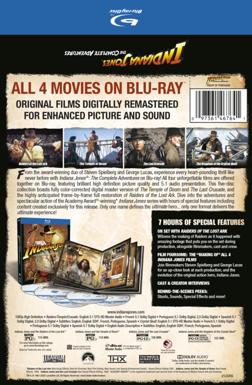 Indiana Jones: The Complete Adventures (Raiders of the Lost Ark / Temple of Doom / Last Crusade / Kingdom of the Crystal Skull) [Blu-ray]