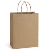 BagDream Gift Bags with Handles 8x4.25x10.5 Inch Brown 50 Pack Bulk