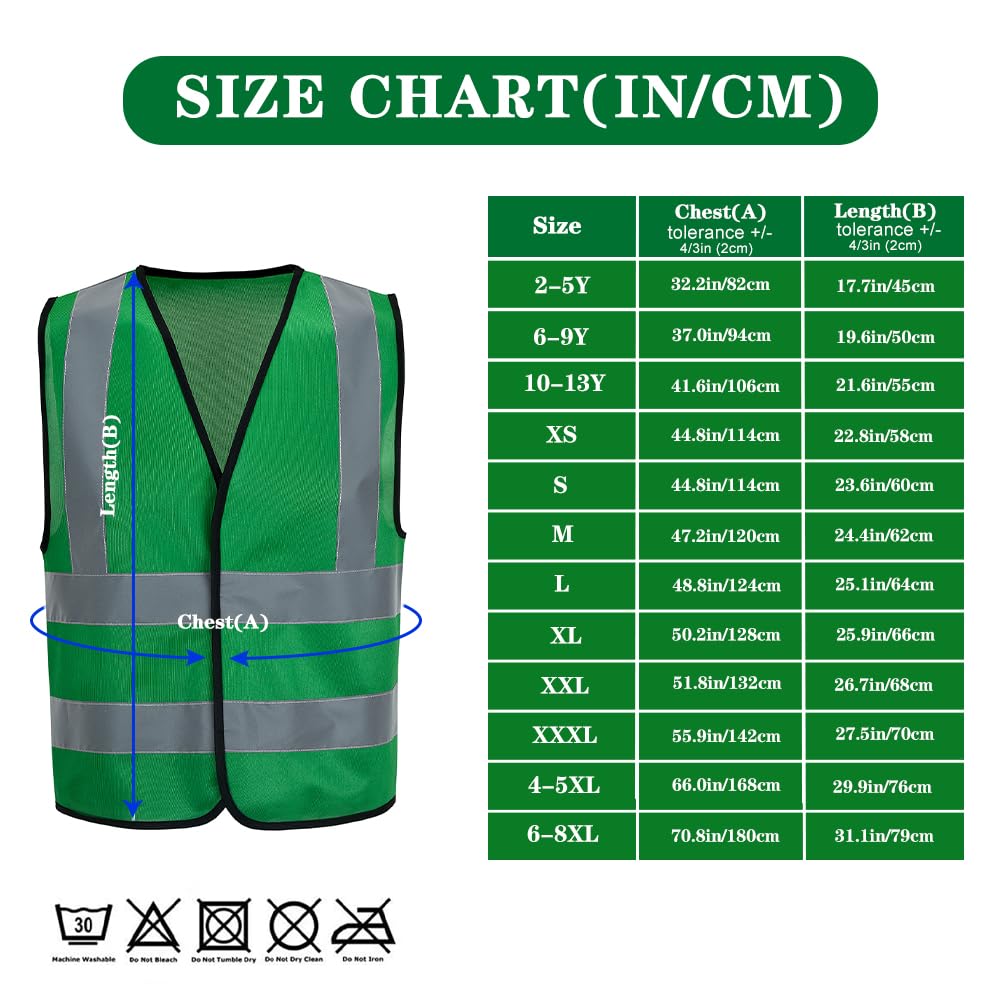 personalise Custom Green xl High Visibility reflective Safety Vest Logo