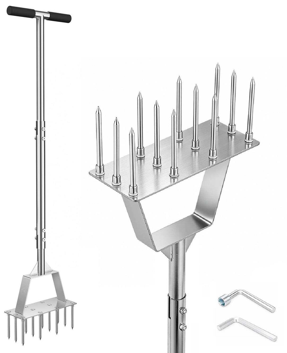 Fologtoo Lawn Aerator Tool, Heavy-Duty Stainless Steel Lawn Spike Aerator