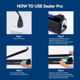 LinsnField Sealer Pro, 8-inch Impulse Heat Sealer, 2-mm Sealing Width Super Heavy Duty Bag Sealing Machine with Extra 2 Replacements,Black
