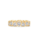 PAVOI 14K Yellow Gold Plated Heart Ring for Women - Heart-Shaped Cubic Zirconia Eternity Rings for Women - Stackable Wedding Band for Brides - Cute Valentines Day Love Promise Jewelry Gifts - Size 9