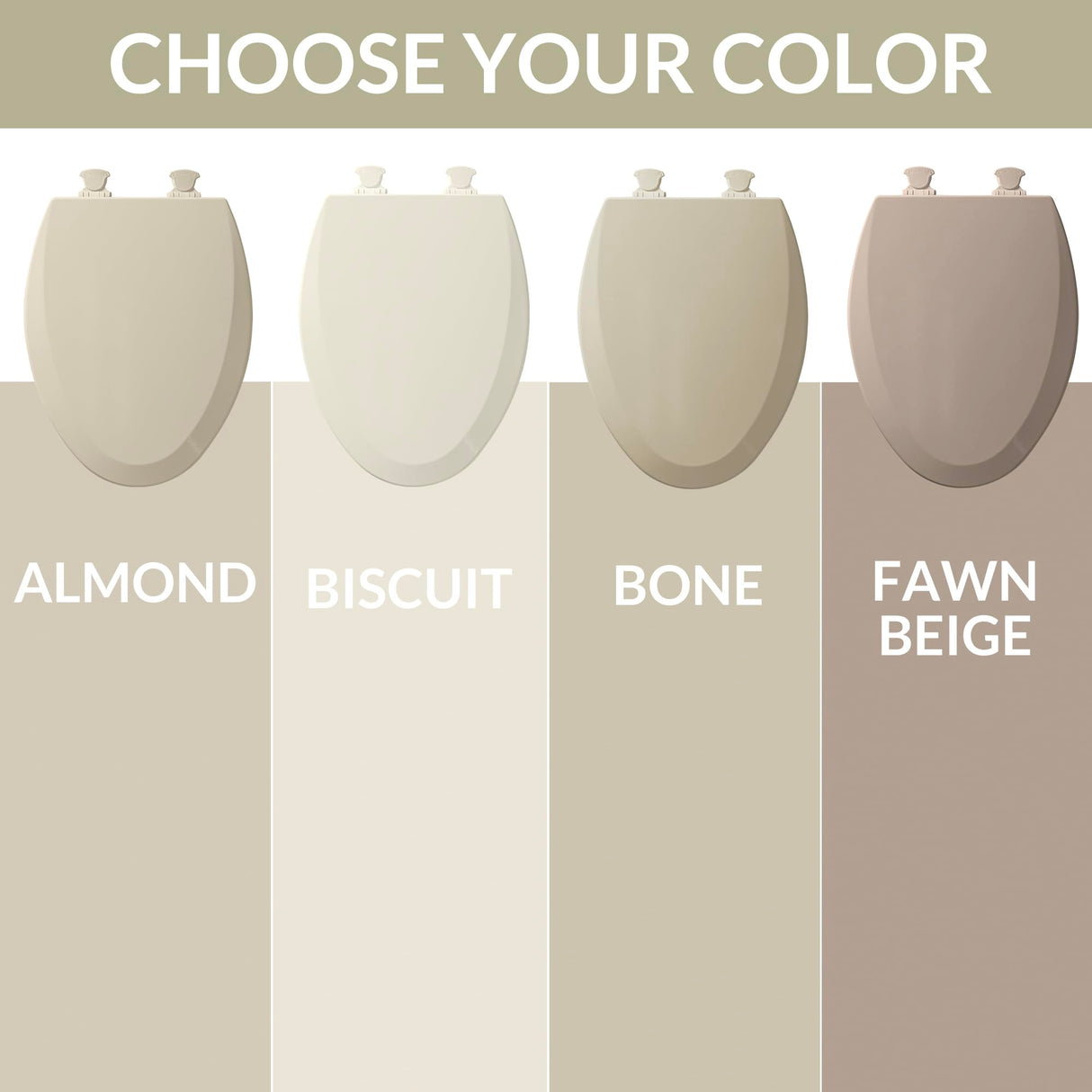 Bemis 1500EC 068 Toilet Seat with Easy Clean & Change Hinges, 1 Pack Elongated, Fawn Beige
