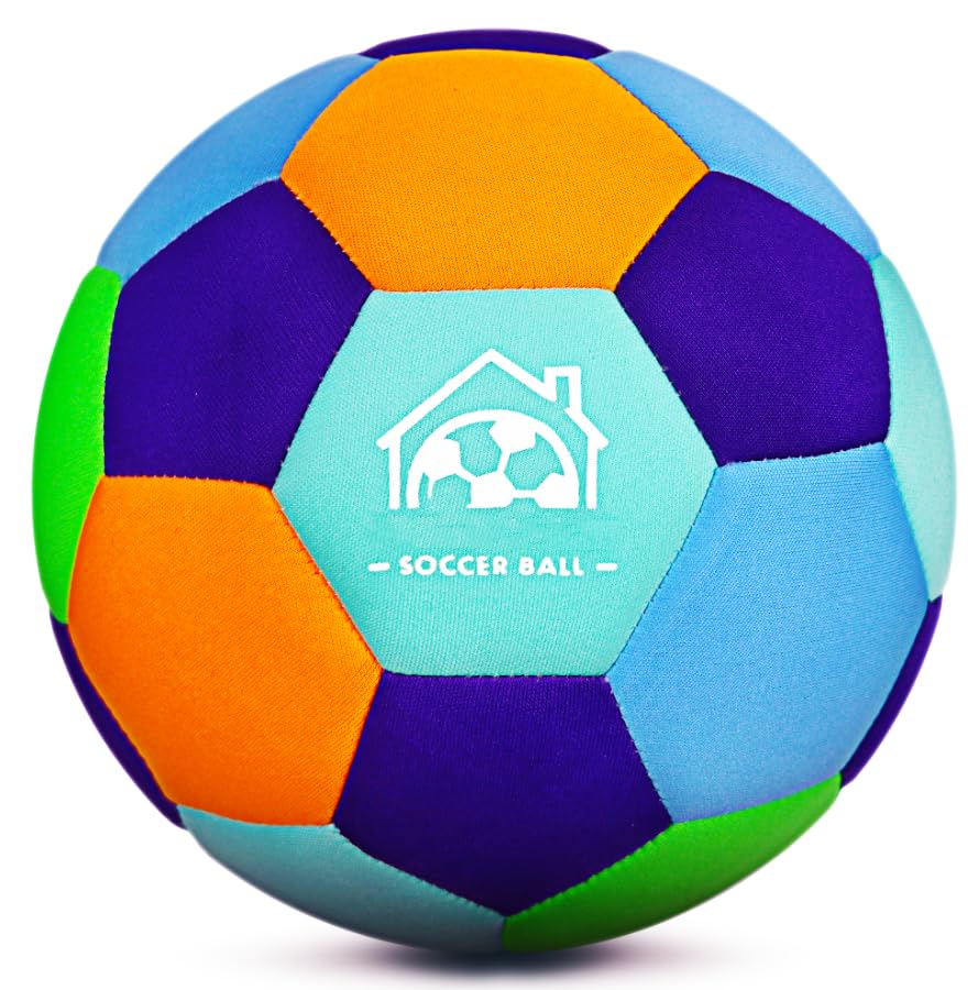 Soft Indoor Soccer Balls Size 4 - Kids Soccer Ball for Inside House and Yard - Fun Soccer Gifts for Kids Boys Girls Dribble Juggling Skills Practicing Birthday Easter Christmas (Blue, Size 4)