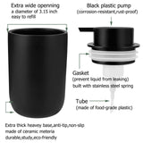 Foaming Soap Dispenser Thick Ceramic Foam Hand Soap Dispenser for Bathroom or Kitchen Sink, Liquid Pump Bottles for Hand soap, Body Wash, 2 Pack Black