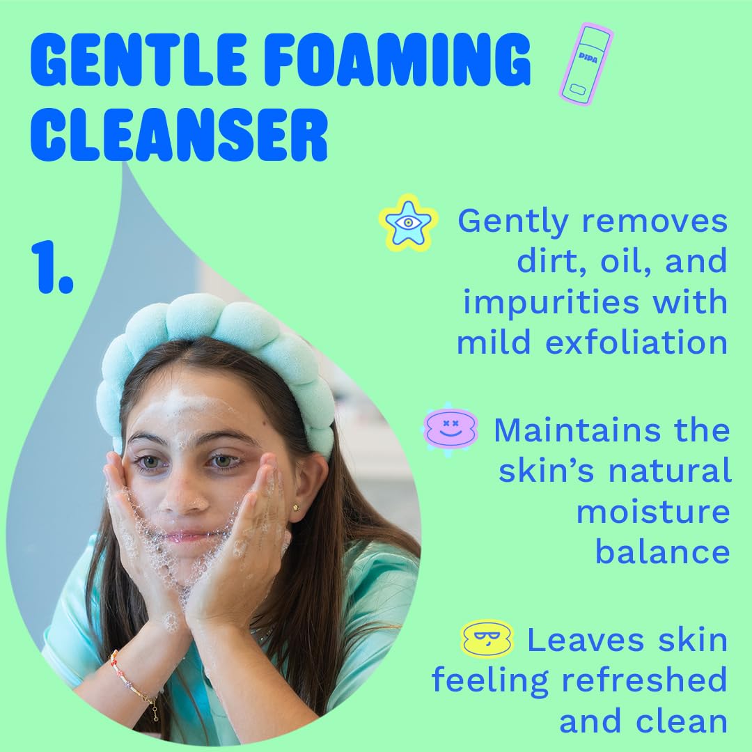 Pipa Skincare Start Young Bundle Gift Set | 3-Step Christmas Gift Skin Care Routine for Girls & Tweens 8 to 12 | Alcohol-Free & Safe | Includes Foam Face Cleanser, Face Moisturizer & Facial Mist