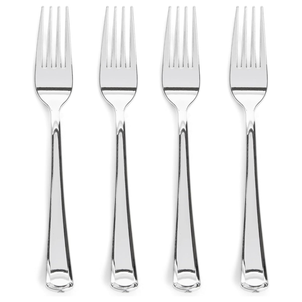 Prestee 300 Plastic Forks Heavy-Duty, Heavyweight Silverware Forks, Fancy Plastic Cutlery, Elegant Disposable Fork Pack, Bulk Disposable Flatware, Silver Fork for Christmas Holiday (Silver)