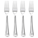 Prestee 300 Plastic Forks Heavy-Duty, Heavyweight Silverware Forks, Fancy Plastic Cutlery, Elegant Disposable Fork Pack, Bulk Disposable Flatware, Silver Fork for Christmas Holiday (Silver)