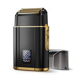 Foil Shavers for Men, High Speed Double Floating Blades Electric Razor, IPX6 Waterproof Dry/Wet, 2 Adjustable Speed Electric Shaver with LED Display, USB-C Deep Black