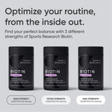 Sports Research Extra Strength Vegan Biotin (Vitamin B) Supplement with Organic Coconut Oil - Supports Keratin for Healthier Hair & Skin - Great for Women & Men - 5,000mcg, 120 Veggie Softgel Capsules