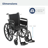 Drive Medical Cruiser III Light Weight Wheelchair with Various Flip Back Arm Styles and Front Rigging Options, Flip Back Removable Full Arms/Swing away Footrests, Black, 20 Inch