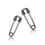 CHIC & ARTSY Black Paperclip Earrings 925 Sterling Silver Black Safety Pin Punk Stud Earrings for Women