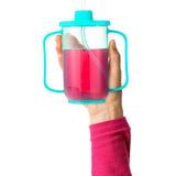Sliner 2 Pcs Adult Sippy Cups for Elderly, 12 oz Plastic Spill Proof Cups with 2 Handles Straw and Lid for Adults Hospital Disabled Dysphagia Patients (Blue)