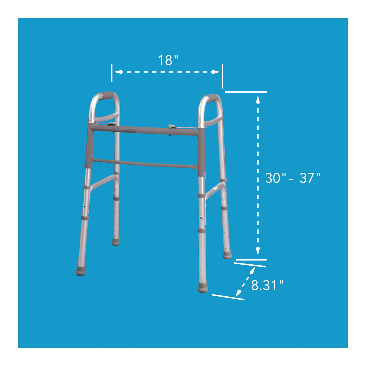 Carex Lightweight Folding Walker for Seniors, Portable Medical Walker with Adjustable Height, 30-37 Inches, Mobility Aid for Adults, Elderly, and Handicapped, Foldable, Stainless Steel Frame