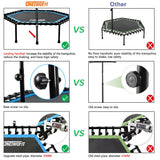 ONETWOFIT 48" Silent Mini Trampoline with Adjustable Handle Bar Fitness Trampoline Bungee Rebounder Jumping Cardio Trainer Workout for Adults Blue