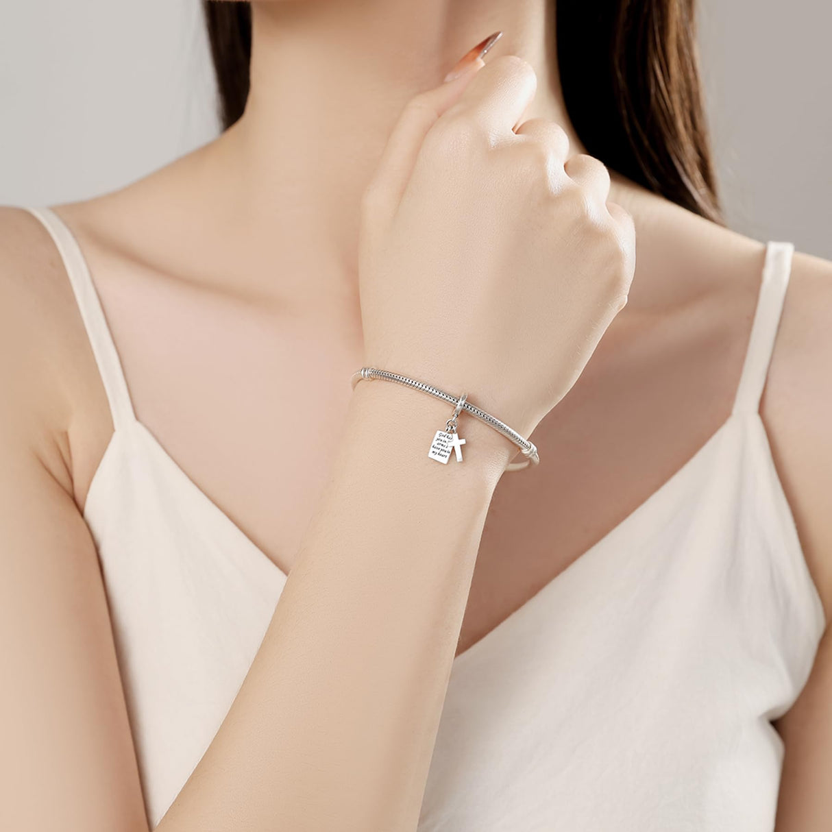925 Sterling Silver Charms Fit Pandora Charms Bracelet God Has You In His Arms I Have You In My Heart Fit Wife Daughter Mother's Day Christmas Birthday Gift