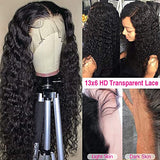 CHEETAHBEAUTY Deep Wave 13X6 HD Transparent Lace Front Wigs Human Hair Brazilian 10A Grade Deep Curly Human Hair Wigs for Black Women Pre Plucked with Baby Hair Natural Black 250% Density(30inch)