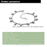 Delicate Women 925 Sterling Silver Ankle Bracelets Cute Bell Chain Beach Anklet Bracelet Boho Adjustable Size Jewelry Gift for her (Anklet, Adjustable Size)