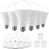 DEBAOBULB 6 Pack Rechargeable Emergency Light Bulbs, Battery Powered LED Light Bulb 6000K Daylight E26 120 Volt 9W 60W Equivalent with 1200mAh for Home Power Outage Camping Hurricane