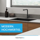 Bächlein 360 Degree Rotating Kitchen Mixer (Matte Black) - Stainless Steel Single Lever Sink Mixer with Extendable Hose and Switch Shower, Water Faucet