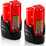 【UPGRADE!】2 Pack 3.0Ah Replacement for Milwaukee M12 12V Lithium Ion Battery, Compatible with Milwaukee 12V Tools / Heated Jacket 48-11-2420 48-11-2440 48-11-2402 48-11-2411 Cordless Power Tools