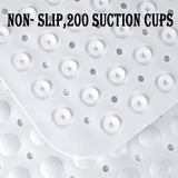YINENN Bath and Shower Safety Mats 40x16 inch, Non Slip with Suction Cups for Bathroom Stall and Tub Floor, Extra Large and Machine Washable, Drain Holes Keep Bathtub Clean, White